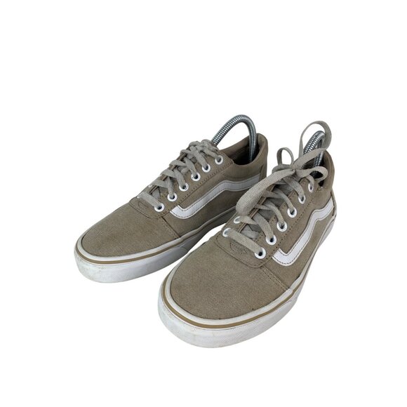 Vans Shoes - Vans Womens Size 8 Old Skool Sneakers Tan & White Canvas Casual Shoes